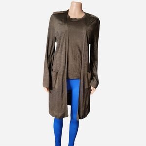 Chico's Dark Brown Knit Cardigan and Top Set